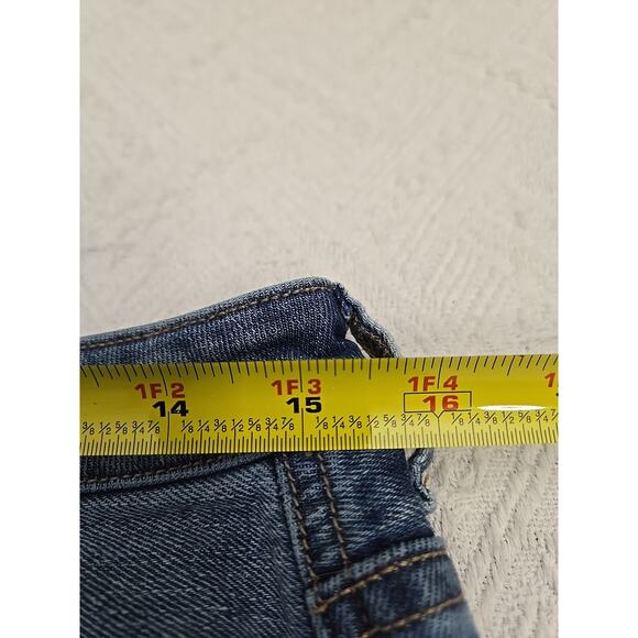 MOM JEANS American Eagle Womens 10 Short Blue High Rise Stretch Distressed - Picture 4 of 7